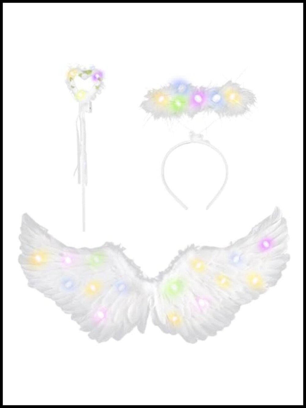 32" Angel Wings LED Lights Halo Light Up Wings Cosplay Costume